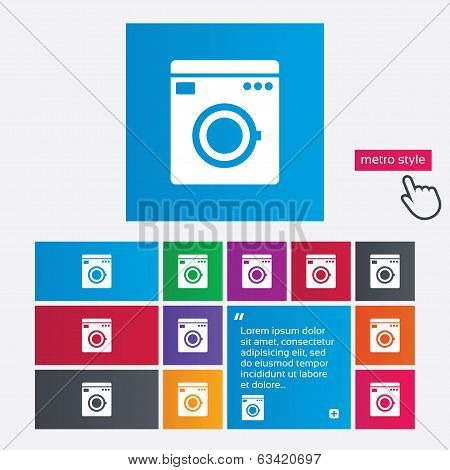 Washing machine icon. Home appliances symbol.