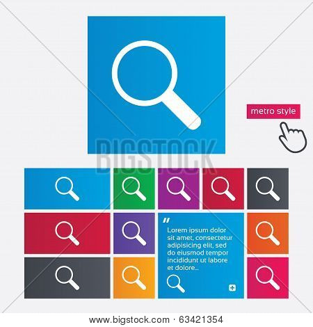 Magnifier glass sign icon. Zoom tool. Navigation