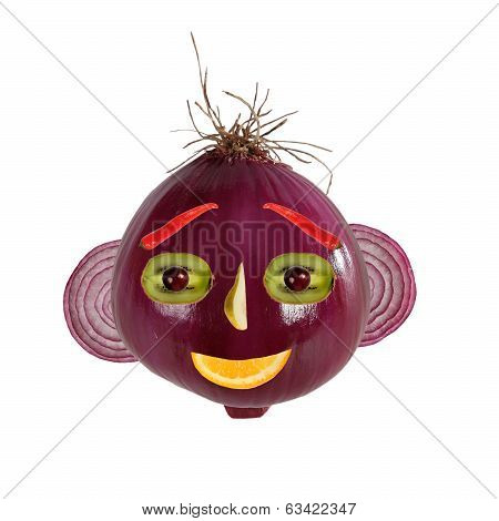 Healthy Eatin. Funny Face Made From Onions