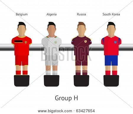 Table football, soccer players. Group H - Belgium, Algeria, Russia, South Korea
