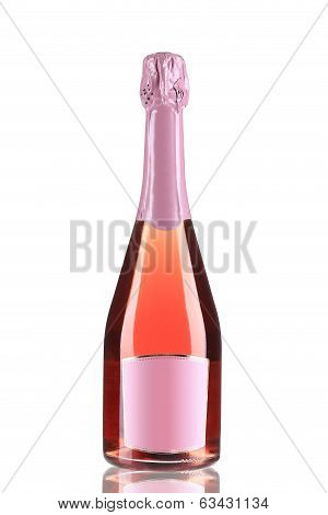 Botlle of pink fruit champagne.