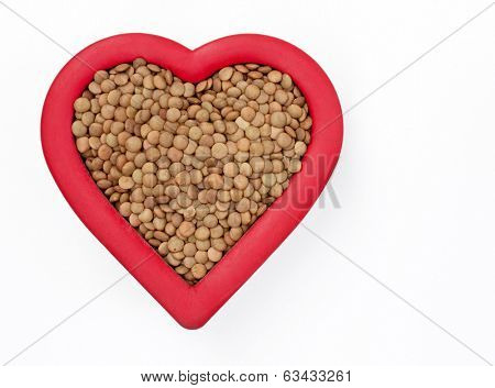 Brown Lentils in Red Heart