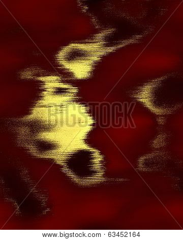 Detailed Red Grunge Batskground With Gold Scuffed