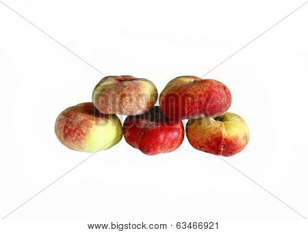 Fruits Of The Flat Peaches Isolated