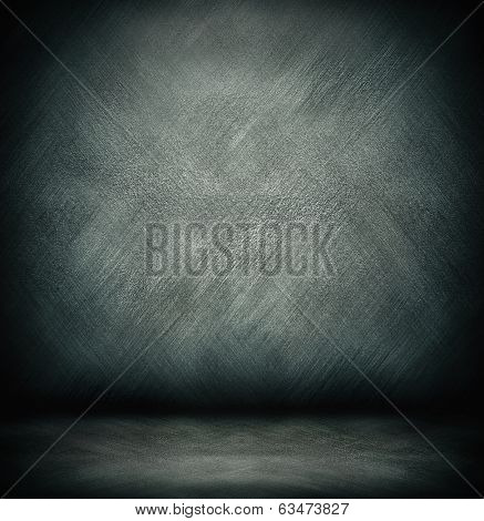 Abstract stonework background texture with old weathered dark stucco black paint stone cement wall in rural room Grungy cold rock surface in hard grime empty place with niello granite dull light floor