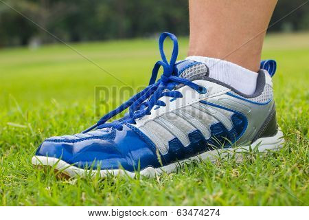 Close up of a runners foot
