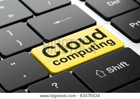 Cloud computing concept: Cloud Computing on computer keyboard background