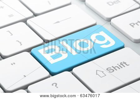 SEO web development concept: Blog on computer keyboard background