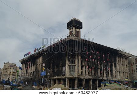KIEV, UKRAINE - APR 7, 2014: Mass destruction after  Putsch of Junta in Kiev,suppurted by USA and EU. Kiev.April 7, 2014 Kiev, Ukraine 