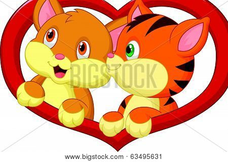 Cat cartoon in love