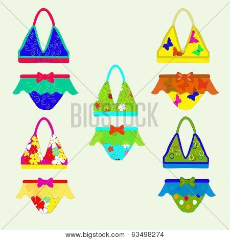 Collection Of Children's Swimwear.eps