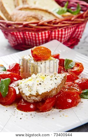 cream cheese with red fresh tomatoes
