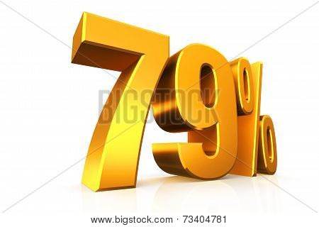3D Render Text In 79 Percent In Gold