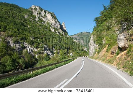 mountain road in Serbia on the border with Montenegro