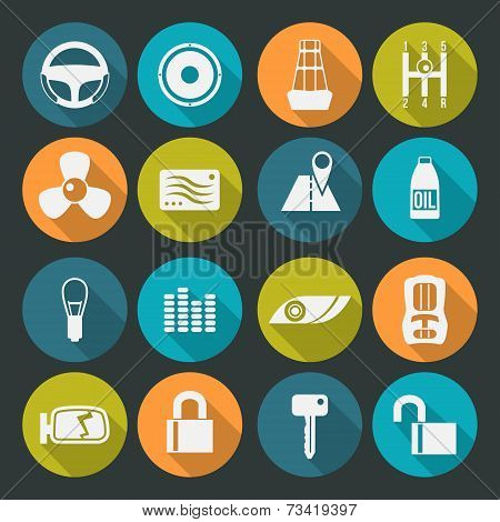 Auto Accessories Icons Set