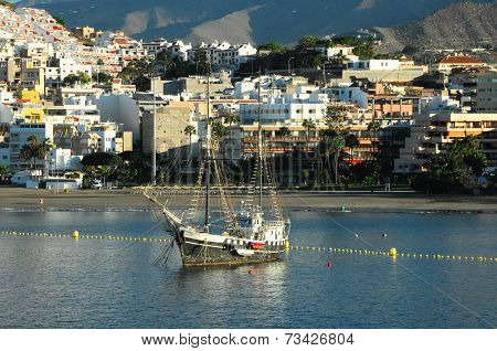 Old Vintage Sail Boat in the Port