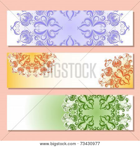 Set Of Three Banner With Pattern