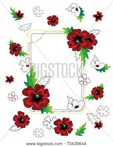 Red Flowers Frame Composition