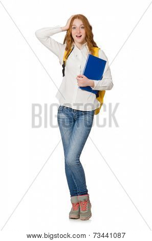 Young student isolated on white