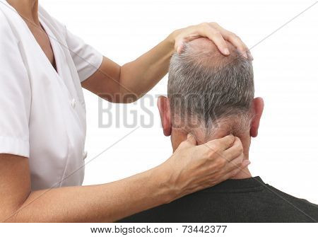 Therapist appying pressure to neck muscles