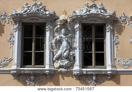 WURZBURG GERMANY - JULY 18: House of Falcon, the finest Rococo style building in the city on July 18, 2013 in Wurzburg, Germany 