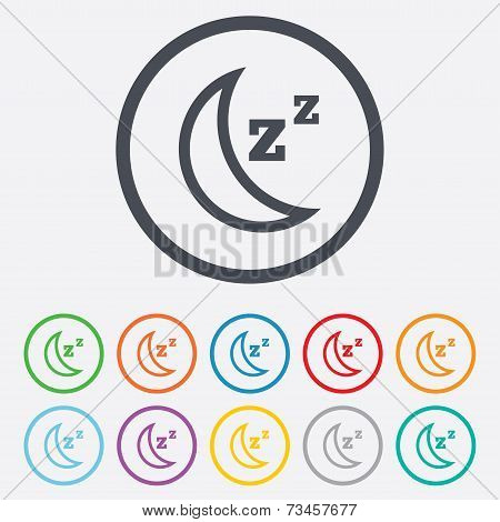 Sleep sign icon. Moon with zzz button.