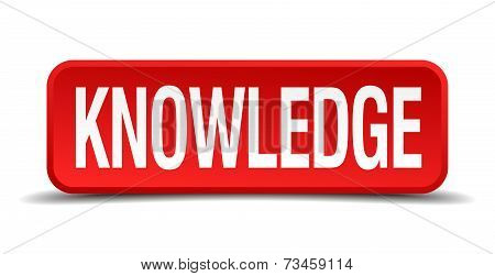 Knowledge Red 3D Square Button Isolated On White