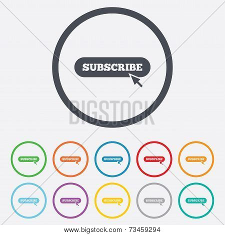Subscribe with cursor pointer icon. Membership