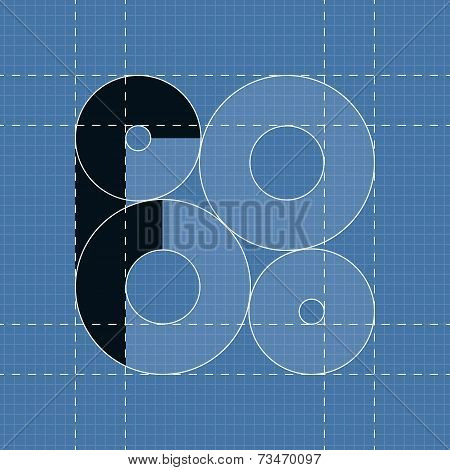 Round engineering font. Symbol F