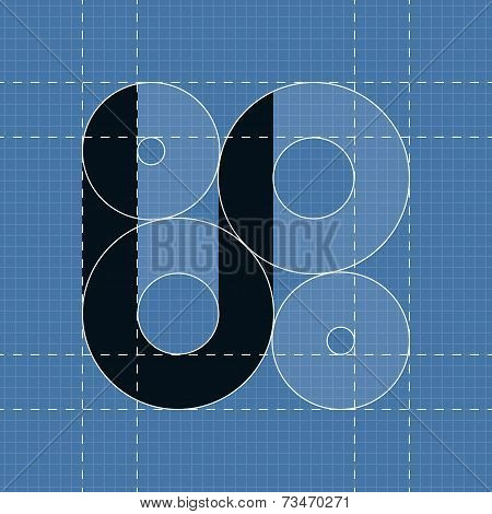 Round engineering font. Symbol U