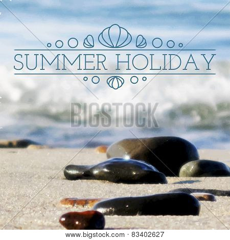 Calligraphic frame for your lettering on unfocused sea background.