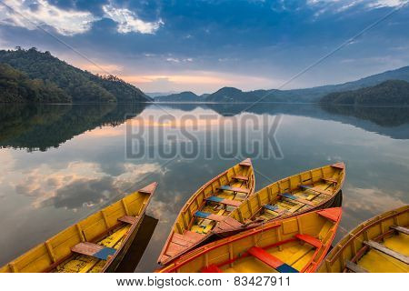 Boats At Begnas Lake