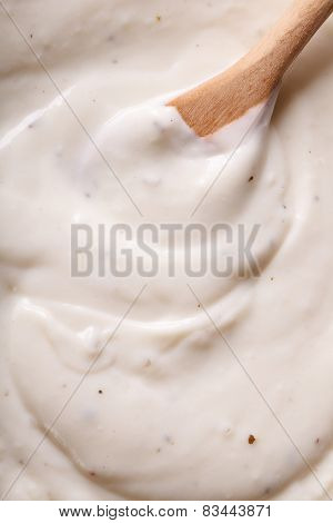 Cooking Bechamel Sauce Macro Horizontal Top View