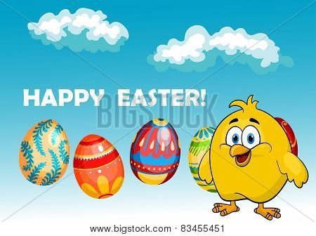 Happy chick in an Easter card design