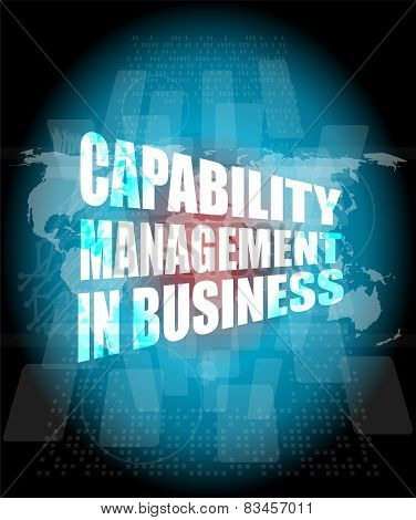Capability Management In Business Words On Touch Screen Interface
