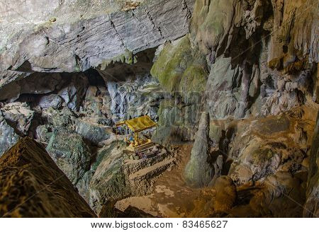 Underground Cave In Laos, With Stalagmites And Stalactites