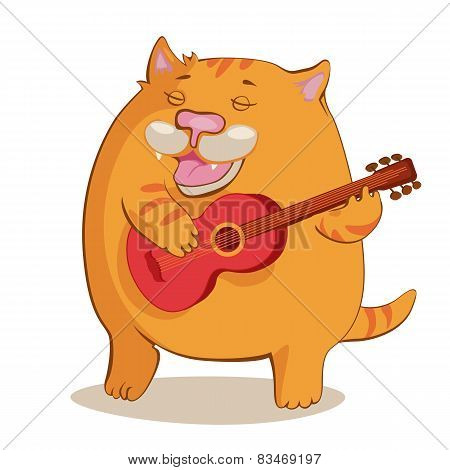 Red Cat Playing Guitar