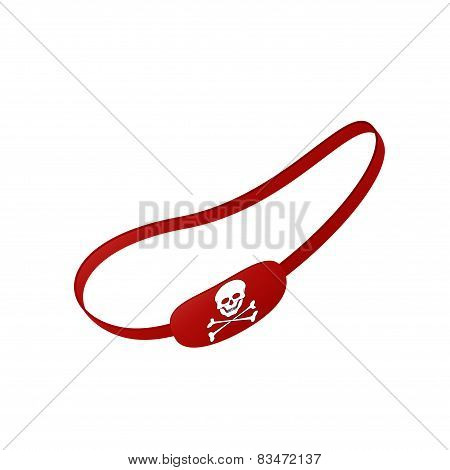 Red eye patch with skull symbol