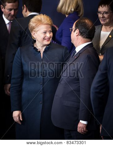 Dalia Grybauskaite And Francois Hollande
