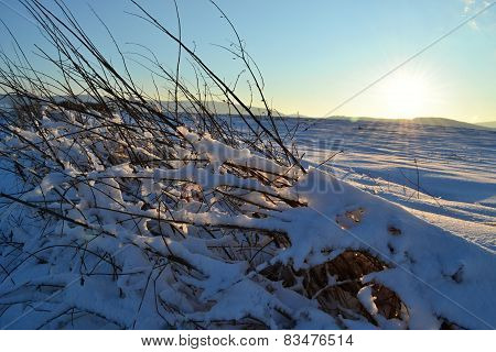 Sunset over winter landscape