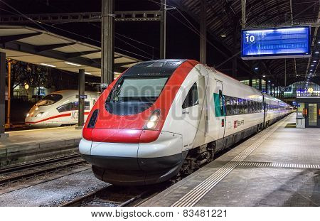 Swiss tilting high-speed train in Basel