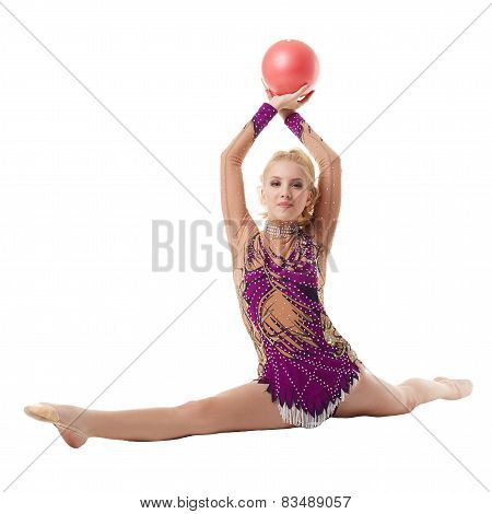 Free callisthenics. Beautiful gymnast doing split