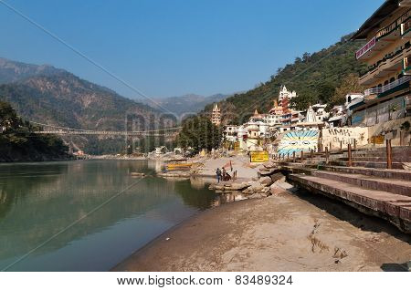 Laxman Jhula Bridge Over Ganges River