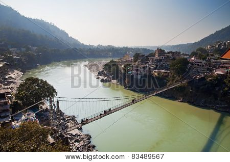 Laxman Jhula Bridge Over Ganges River