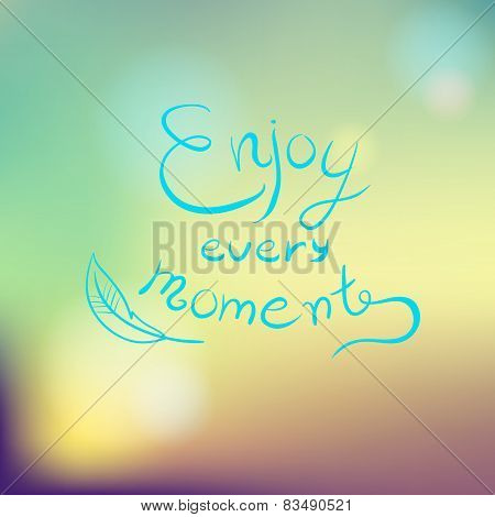 Abstract color background with text and feather sketch