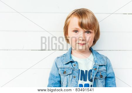 Adorable little blond boy