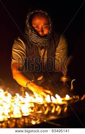 Tibetan woman at Boudhanath, Nepal