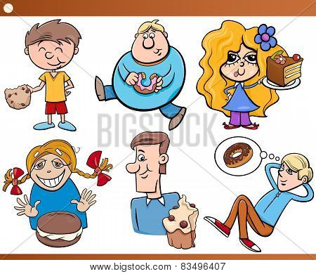 Kids And Sweets Set Cartoon