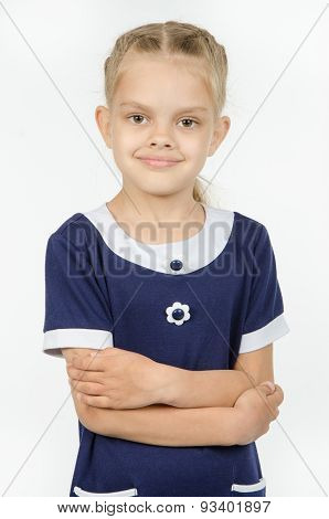 Half-length Portrait Of Positive Six-year Girl