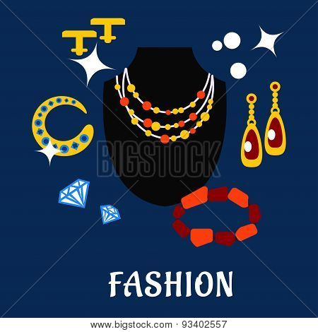 Fashion and jewelry flat icons